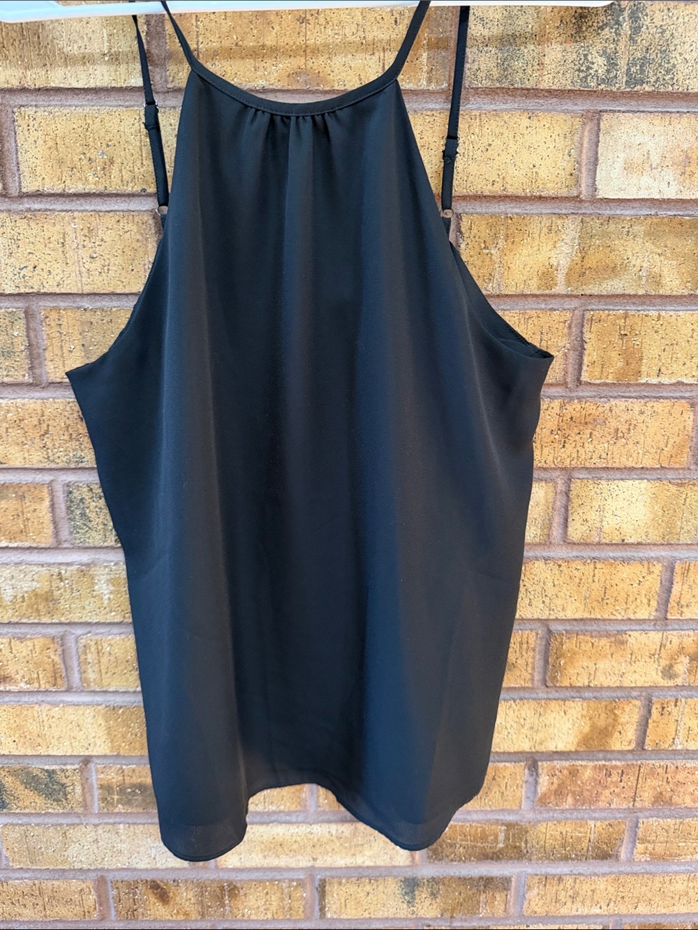 Solemio Black High-Neck Spaghetti Strap Cami